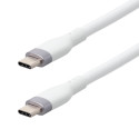 Cordon USB 2.0 - C M/M - 3A - gaine blanche ultra flexible - 2m