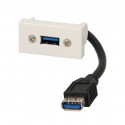 Plastron câblé 1 module - USB-A 3.2 + raccord F - 5 gbps - 45x22.5 mm - 0m10