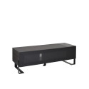 NAGA meuble TV fermé 1400 Carbon, structure acier et bois, porte abattante verre
