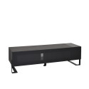 NAGA meuble TV fermé 1600 Carbon, structure acier et bois, porte abattante verre