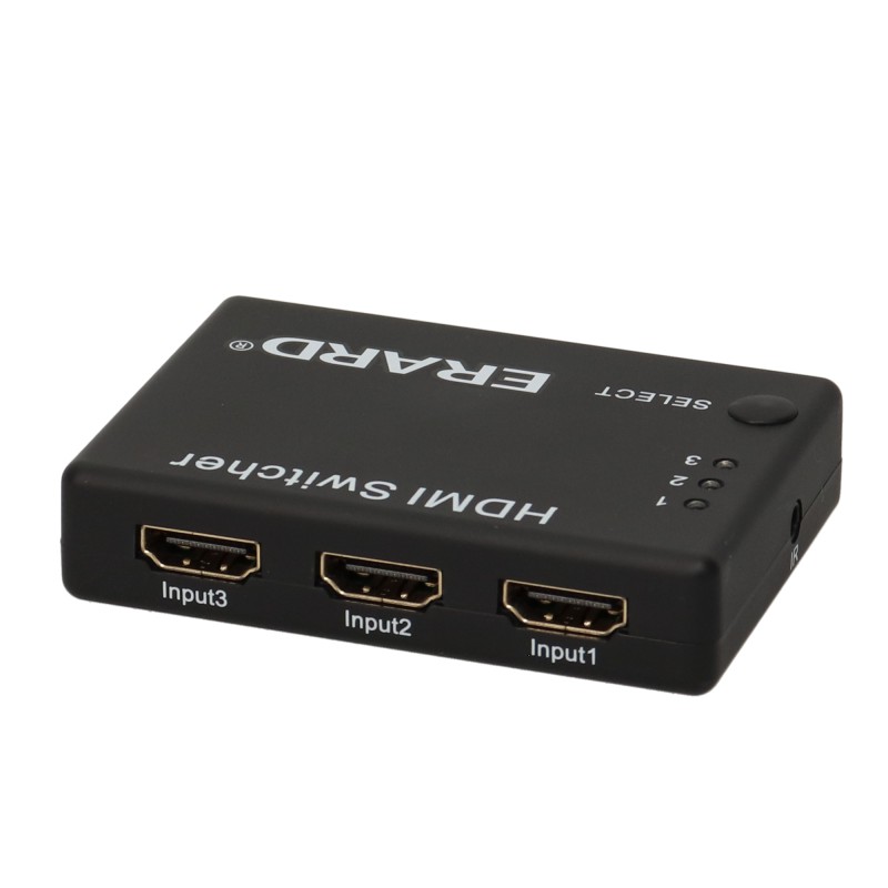 SELECTEUR HDMI ELECTRONIQUE 3 x 1 - DEPORT INFRA-ROUGE + TEl