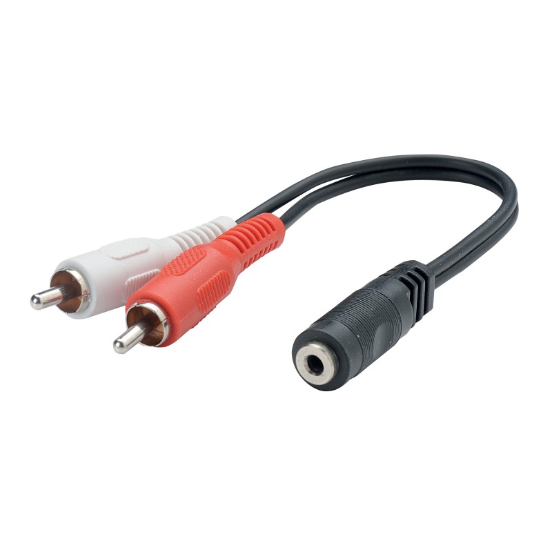 ADAPTATEUR 2 RCA MÂLE / JACK 3.5 MM FEMELLE - 20CM