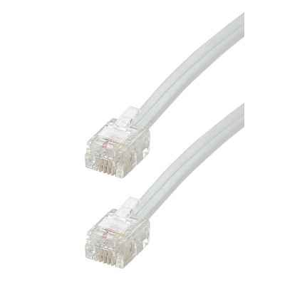 Cordon RJ11 M/M - haut-débit ADSL - gaine pvc plate blanche - 3m