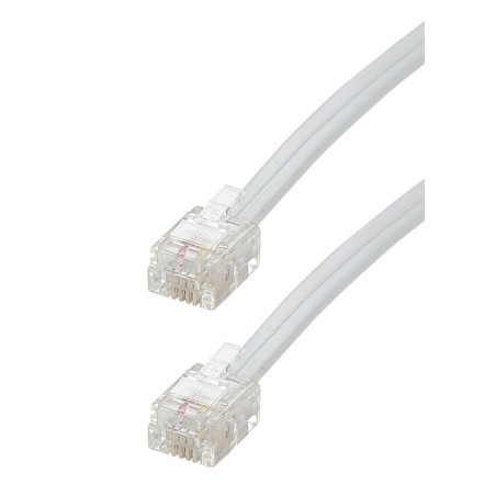 Cordon RJ11 M/M - haut-débit ADSL - gaine pvc plate blanche - 3m