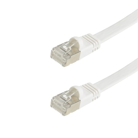 Cordon plat RJ45 M/M - Cat. 6a- U/FTP - Gaine PVC blanche- Snagless - 500MHz -3m