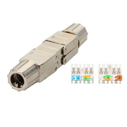 raccord métal RJ45 blindé CAT6A pour câble de 24 à 22AWG - Montage sans outil