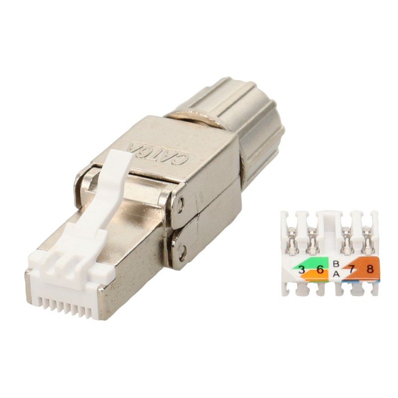 Prise métal RJ45 blindée CAT6A pour câble de 24 -22AWG - montage sans outil