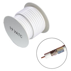 Bobine de câble TV/SAT -100m - 75 Ohms - diamètre 6.8 mm - 19 VATC - blanc