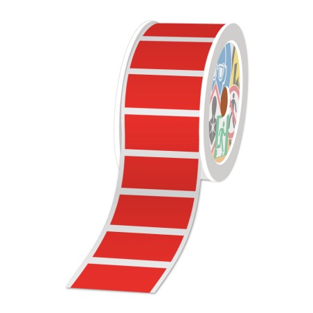 Rouleaux prédécoupés 50 x 25 mm - Rouge / 1000 unités par rouleau