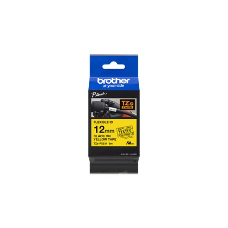 Ruban TZeFX631, 12mm Noir sur fond Jaune, Laminé flexible, 8M