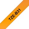 Ruban TZeB31, 12mm Noir sur fond Orange fluo, Laminé, 5M