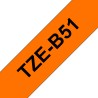 Ruban TZeB51, 24mm Noir sur fond Orange fluo, Laminé, 5M