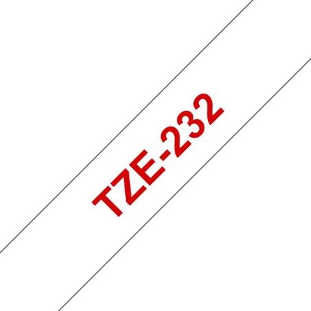 Ruban TZe232, 12mm Red sur fond Blanc, Laminé, 8M
