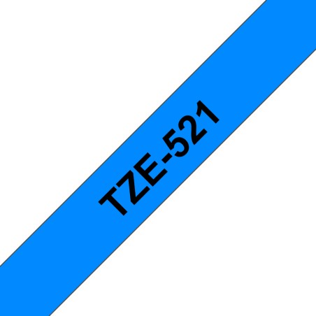 Ruban TZe521, 9mm Noir sur fond Bleu, Laminé, 8M