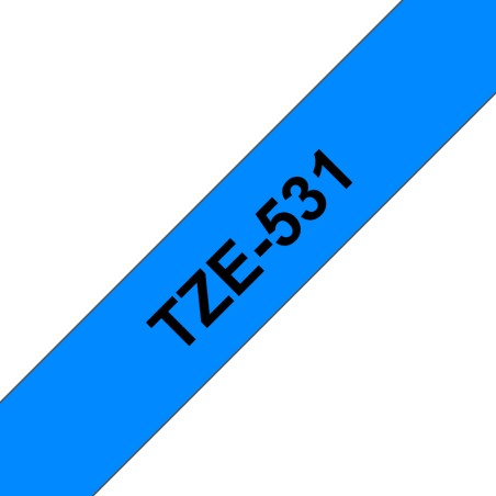 Ruban TZe531, 12mm Noir sur fond Bleu, Laminé, 8M
