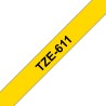Ruban TZe611, 6mm Noir sur fond Jaune, Laminé, 8M