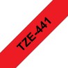 Ruban TZe441, 18mm Noir sur fond Rouge, Laminé, 8M