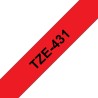 Ruban TZe431, 12mm Noir sur fond Rouge, Laminé, 8M