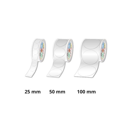 Rouleaux pastilles prédécoupées, Blanc, Ø 100mm - Par rouleau de 250 étiquettes
