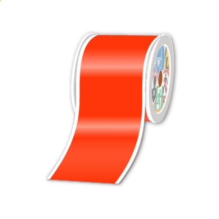 Rouleaux en continu, Fluo rouge, 100mm x 25m
