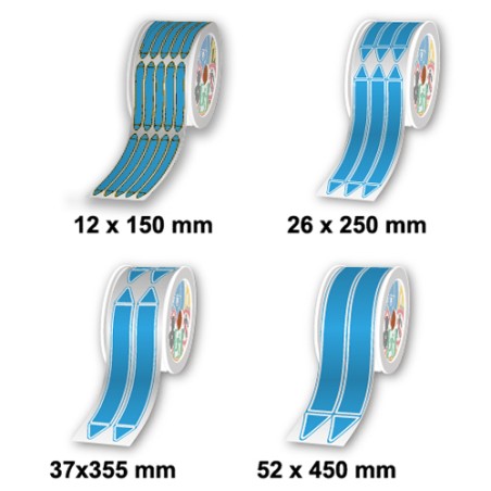 Rouleaux marqueurs de tuyauterie prédécoupés, Bleu Ciel / Air, Sans pictogramme