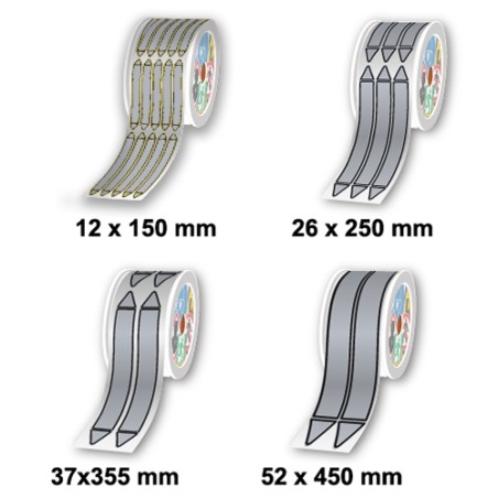 Rouleaux marqueurs de tuyauterie prédécoupés, Gris / Vapeur, Sans pictogramme