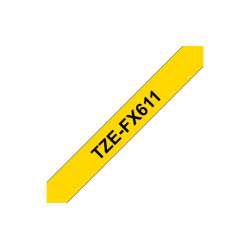 Ruban TZeFX611, 6mm Noir sur fond Jaune, Laminé flexible, 8M