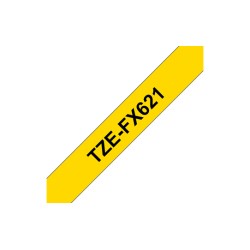 Ruban TZeFX621, 9mm Noir sur fond Jaune, Laminé flexible, 8M