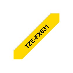 Ruban TZeFX631, 12mm Noir sur fond Jaune, Laminé flexible, 8M