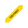 Ruban TZeFX631, 12mm Noir sur fond Jaune, Laminé flexible, 8M