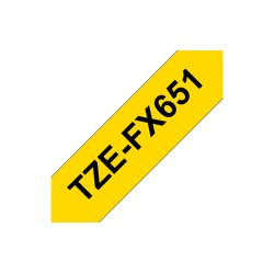 Ruban TZeFX651, 24mm Noir sur fond Jaune, Laminé flexible, 8M
