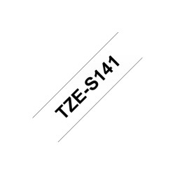 Ruban TZeS141, 18mm Noir sur fond Transparent, Laminé adhésif puissant, 8M