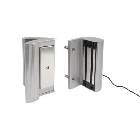 Ventouse électromagnétique en applique sans poignées pour portails battants.