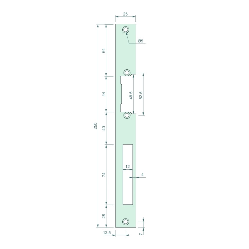 Têtière plate 250 x 25 mm B1S acier inoxydable pour 13-23-33 & ESU