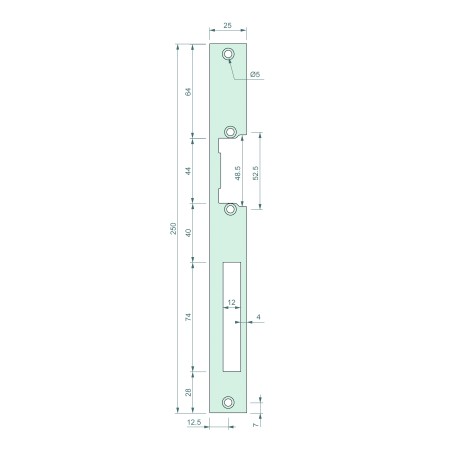 Têtière plate 250 x 25 mm B1S acier inoxydable pour 13-23-33 & ESU