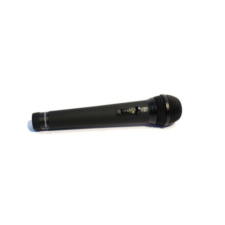 Microphone UHF à main unidirectionnel 64 canaux, pile LR6 ou batt. rechargeable