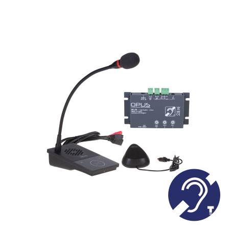 Interphonie de guichet numérique avec pad + prise micro-casque + boucle magnétiq