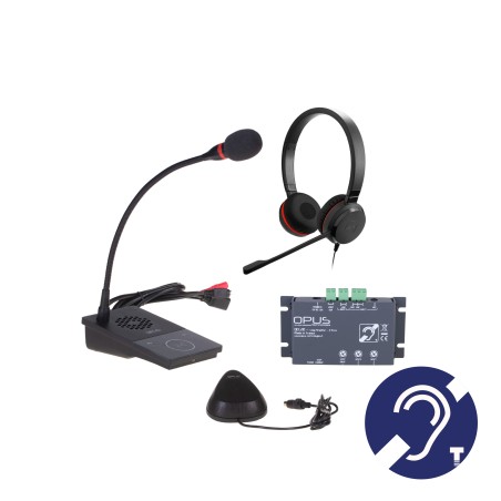 Interphone de guichet numérique avec pad, prise micro-casque, boucle magnétique,