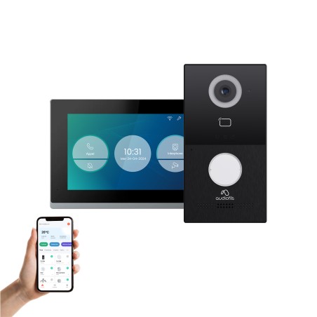 Kit villa 2 fils Vista One - 1 Bp - 7'' Wifi tactile - saillie - lect 13,56 Mhz