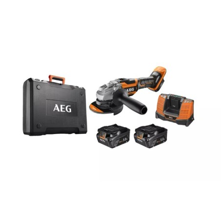 Meuleuse 125 mm 18V, 2 batt Pro lith 5.0 Ah, chargeur, en coffret