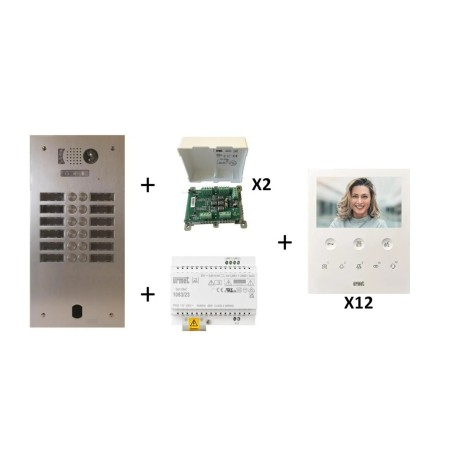 KIT VIDEO ALU 2R 12 BP 2VOICE PROGRAMMÉ