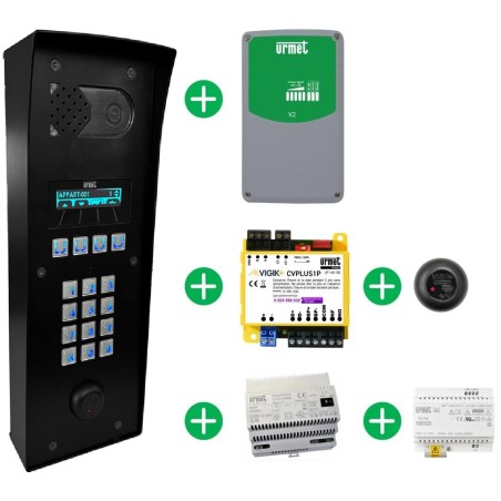 Pack Ultimate 1 plat déf noire + bloc gsm + Centrale + alim. 10 ans 25 logements