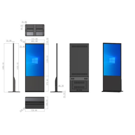 Totem 55'' - Tactil - Interieur - 500 cdl - Compatible Signage solution