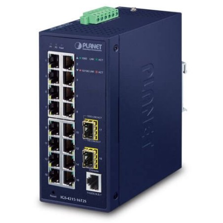 Switch Indus L2 16 ports Giga 2xSFP Rail DIN