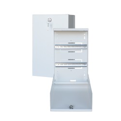 COFFRET METAL H420 X L290 X P110 + SERRURE + 2 RAIL DIN 2X16