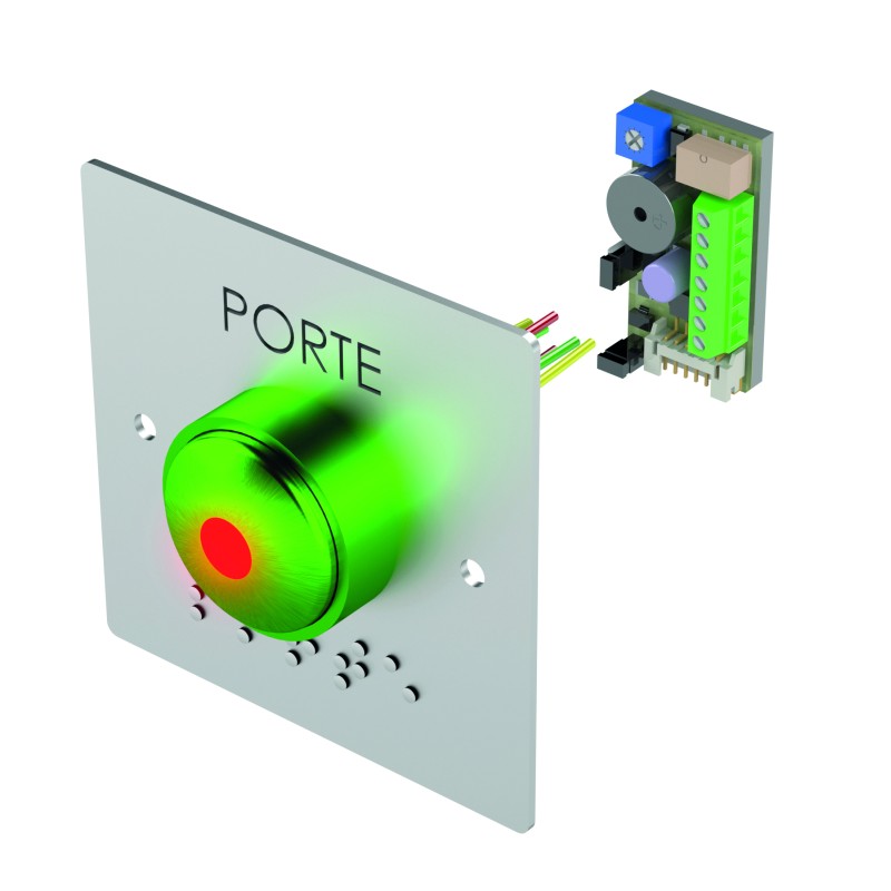 BOUTON CHAMPIGNON + PLAQUE 80x80 + TEMPO + BUZZER + LED