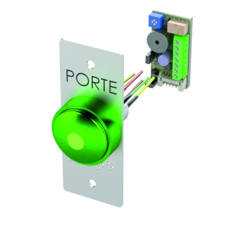 BOUTON CHAMPIGNON + PLAQUE 90x35 + TEMPO + BUZZER + LED