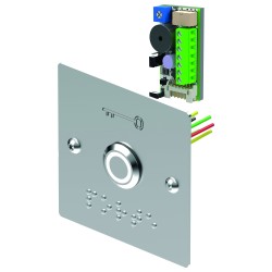 BP INOX + PLAQUE ENCAST BRAILLE 'PORTE'+BUZZER LED TEMPO LED