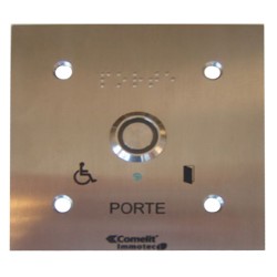 BOUTON POUSSOIR INOX LUMINEUX NO/NF FAÇADE 100X100MM BRAILLE