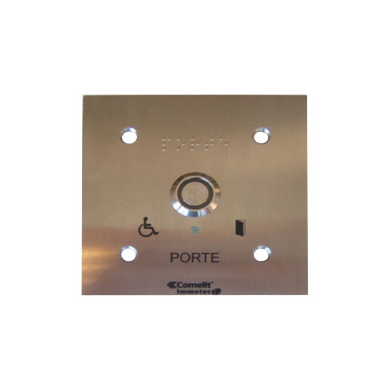 BOUTON POUSSOIR INOX LUMINEUX NO/NF FAÇADE 100X100MM BRAILLE